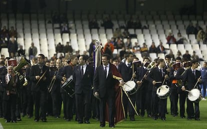 Una banda de música en Mestalla.