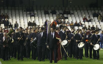 Una banda de música en Mestalla. 