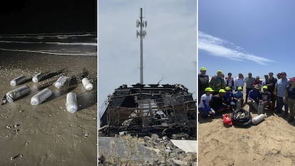 Basura espacial registrada en la Playa Bagdad, Tamaulipas, por la asociación ambiental Conibio Global.