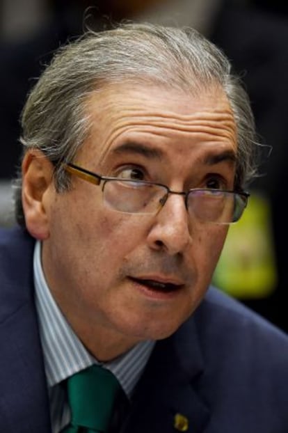 El presidente del Congreso, Eduardo Cunha, este jueves en Brasilia.