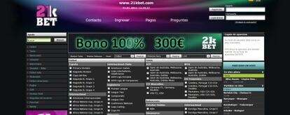Captura de pantalla de la web 21kbet desde la que se perpetró la estafa.