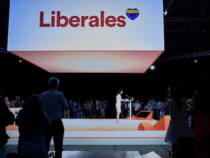 La presidenta de Ciudadanos, Inés Arrimadas, durante el acto de clausura de la convención política de Ciudadanos en Madrid.