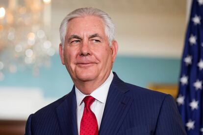 El secretario de Estado de EEUU, Rex Tillerson, este viernes en la sede de su departamento, en Washington.