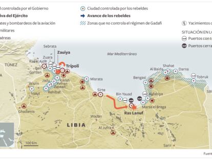 El mapa de la guerra libia y los yacimientos de petróleo