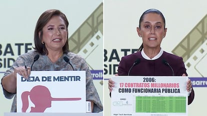 Xóchitl Gálvez y Claudia Sheinbaum en el segundo debate presidencial