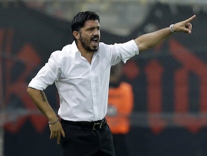 Gattuso da instrucciones durante un partido del pasado mes de septiembre.