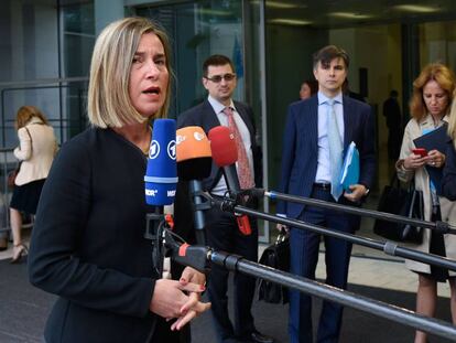 La jefa de la diplomacia comunitaria, Federica Mogherini, en Luxemburgo, este lunes.