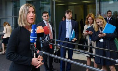 La jefa de la diplomacia comunitaria, Federica Mogherini, en Luxemburgo, este lunes.