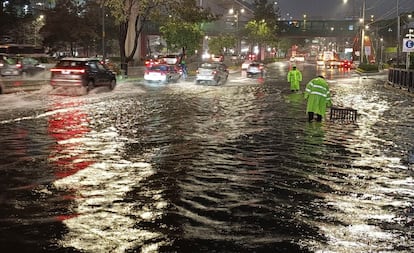 Inundación en Periférico sur, el 31 de julio de 2025.