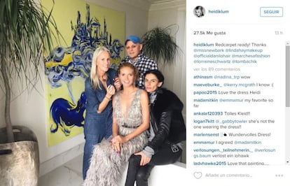 La modelo Heidi Klum compartió con sus 2,4 millones de seguidores una imagen con su equipo de estilistas.