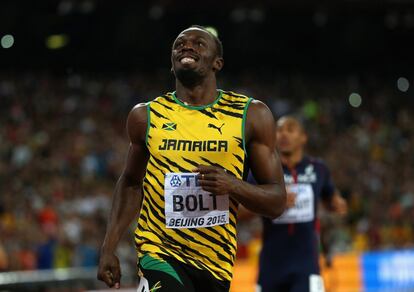 Bolt celebra la victoria