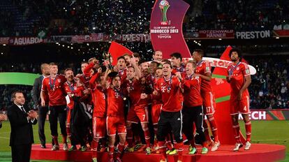 Los jugadores del Bayern celebran el título de Mundial de Clubes logrado en enero.