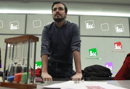 El portavoz de IU en el Congreso, Alberto Garz&oacute;n, en el pasado Consejo Pol&iacute;tico Federal de su formaci&oacute;n.