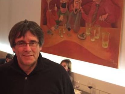 Puigdemont en el restaurante Blablabla, en Sint-Pauwels.