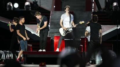 Los One Direction, ayer el en el estadio olímpico de Montjuïc.