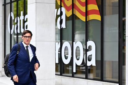 El presidente de la Generalitat, Salvador Illa, a su llegada a la reunión.