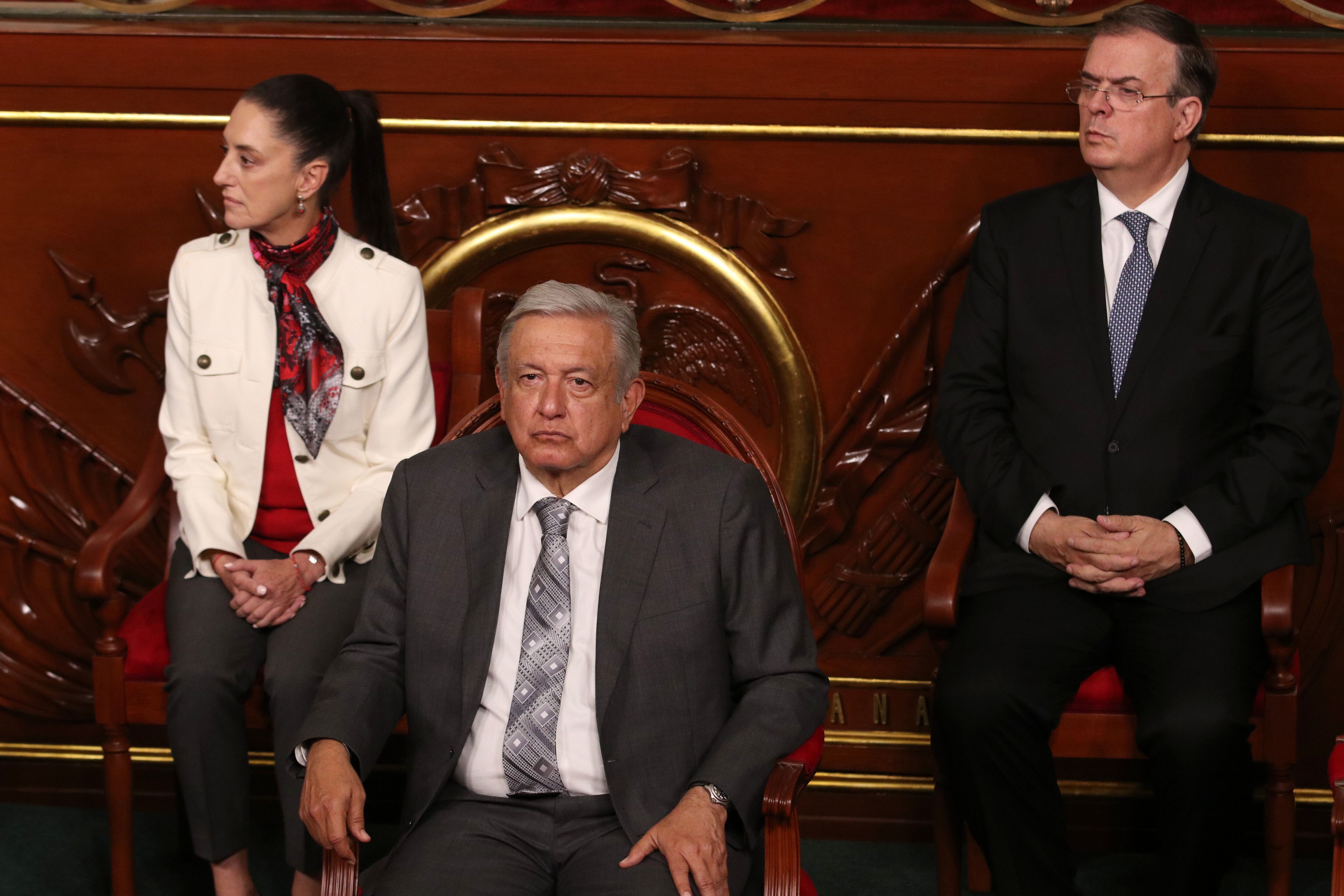 Claudia Sheinbaum, Andrés Manuel López Obrador y Marcelo Ebrard, en 2022.