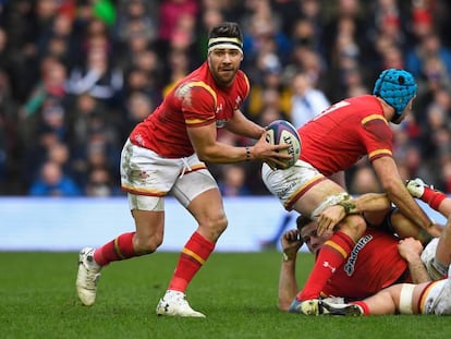 El gal&eacute;s Rhys Webb, en el partido contra Escocia.