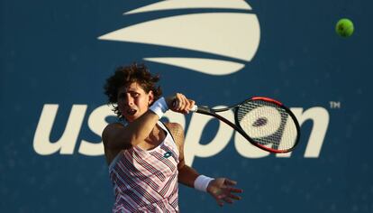 Carla Suárez, durante un partido en el US Open de Nueva York.