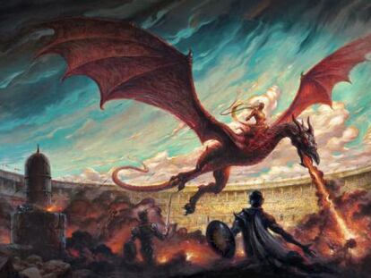 Ilustración de Enrique Corominas para la portada de 'Danza de dragones'