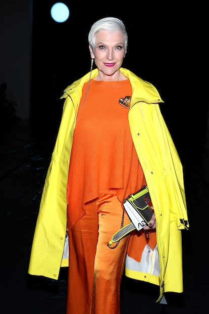 Maye Musk en el desfile de Sally LaPointe en la semana de la moda de Nueva York.