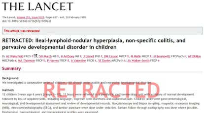 'The Lancet' se retracta de un artículo publicado a Andrew Wakefield.