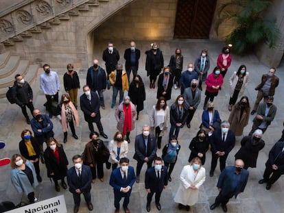 Pere Aragonès presideix la primera reunió del Pacte Nacional per la Llengua.