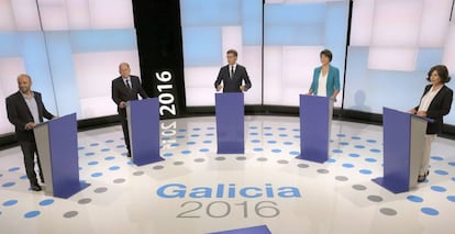 Los candidatos a la presidencia de la Xunta, posan antes del debate celebrado en TVG el pasado 12 de septiembre.