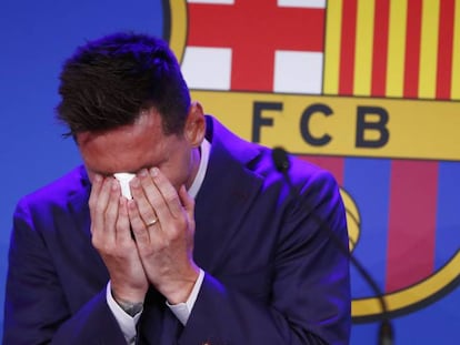 Lionel Messi se despide del FC Barcelona en rueda de prensa.