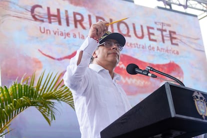 Gustavo Petro durante su intervención, en San José del Guaviare, el pasado 14 de junio.