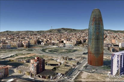 La torre Agbar en tres dimensiones.