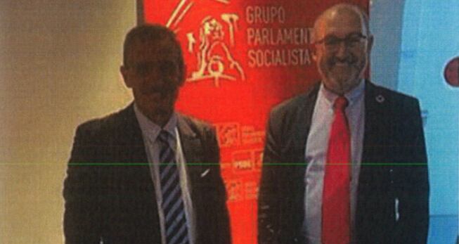 Visita al Congreso de los Diputados del empresario José Suárez Esteve (izquierda) el 3 de febrero de 2021, junto al entonces diputado e imputado José Bernardo Fuentes.