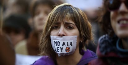 Manifestaci&oacute;n en Madrid contra la Ley Mordaza en 2014. 