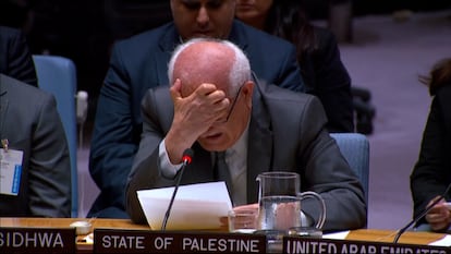 Riyad Mansour durante su intervención en las Naciones Unidas