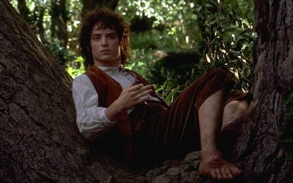 Interpretando a Frodo Bolsón en 'El señor de los Anillos'.