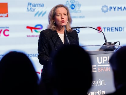 La vicepresidenta primera del Gobierno y ministra de Economía, Nadia Calviño inaugura este lunes el foro 'Wake up, Spain!' organizado por 'El Español' en Madrid.