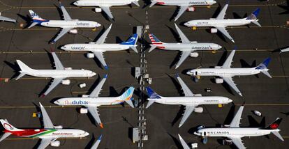 737 MAX aparcados en la sede de Boeing en Seattle (Washington, EE UU).