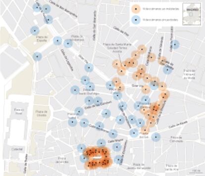 Puntos de videovigilancia en el centro de la capital