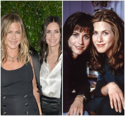 Igual que Rachel y Mónica eran íntimas en la serie, en la vida real Jennifer Aniston y Courteney Cox siguen siendo muy amigas. Tanto, que Aniston es la madrina de la única hija de Cox, Coco, fruto de su matrimonio de 11 años con el también actor David Arquette, de quien se separó en 2010 porque él le había sido infiel.