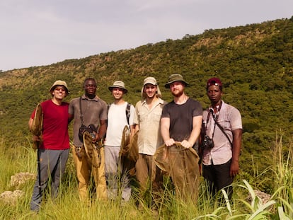 The research team and collaborators in Benin in 2018. From left to right: Gerard Talavera, Farid Bachleman, Roger Vila, Mattia Menchetti, Tomasz Suchan and Ed Goudegnon.