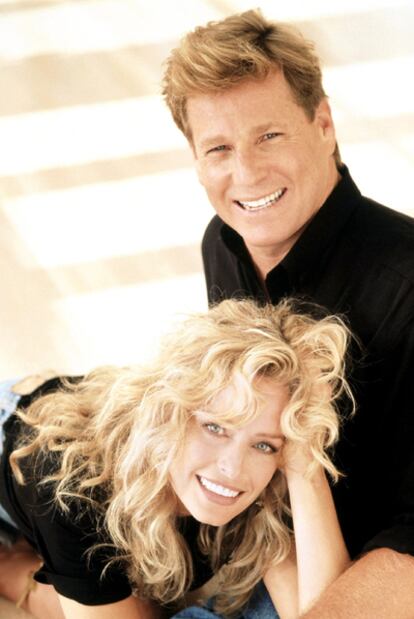 Farrah Fawcett y Ryan O&#39;Neal, en 1991.