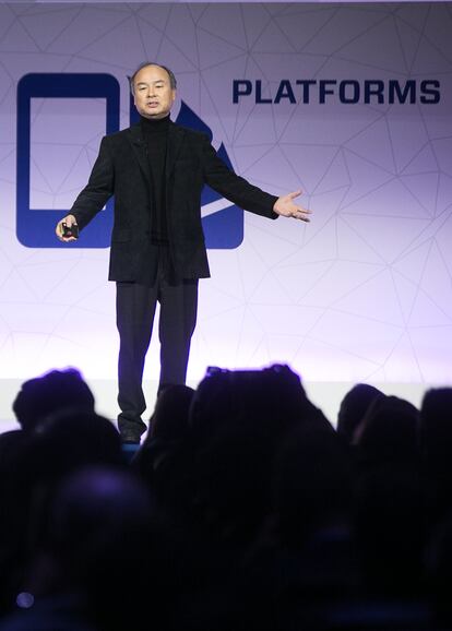 Masayoshi Son, fundador del grupo Softbank, en el Mobile World Congress de Barcelona en 2017.
