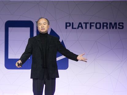 Masayoshi Son, fundador  del grupo Softbank, en el Mobile World Congress de Barcelona en 2017.