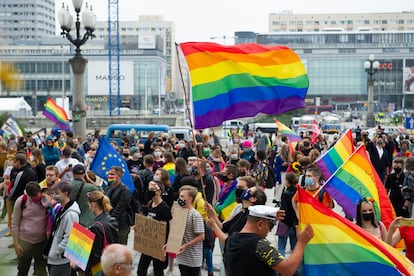 Manifestación a favor del colectivo LGTB, en Varsovia el 30 de agosto. 