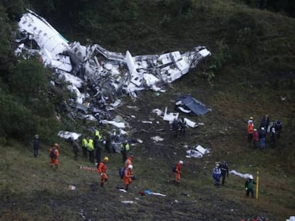 The wreckage of the plane which crashed en route to Medellín in Colombia.