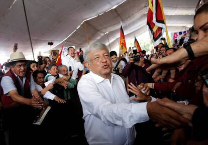 Andrés Manuel López Obrador en un mitín este viernes. 