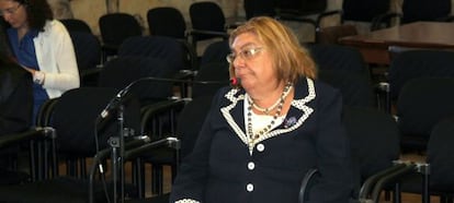 Coro Cillán durante su comparecencia en el primer día del juicio.