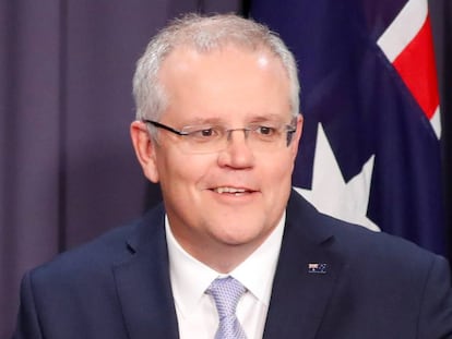 El nuevo primer ministro de Australia, Scott Morrison, en una rueda de prensa este viernes en Canberra.