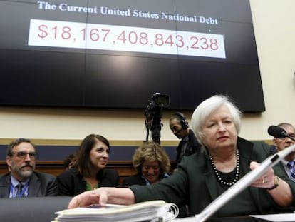 La presidenta de la Fed, Janet Yellen, este miércoles en el Capitolio.