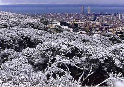 La nieve cae en Barcelona